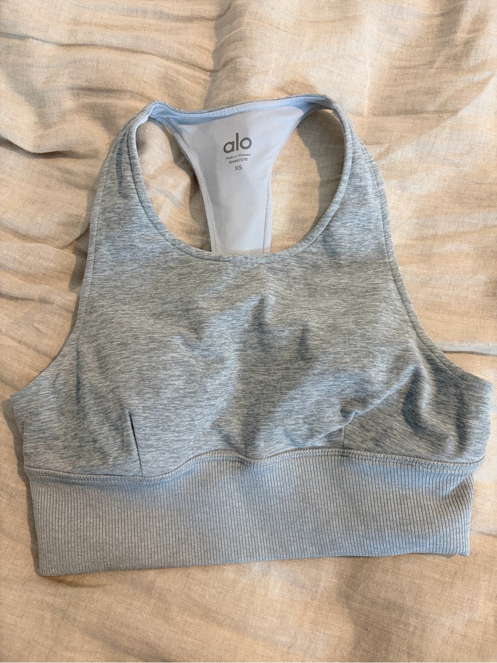 ALO Yoga Heather Gray Racerback Rib-Band Sports Bra
